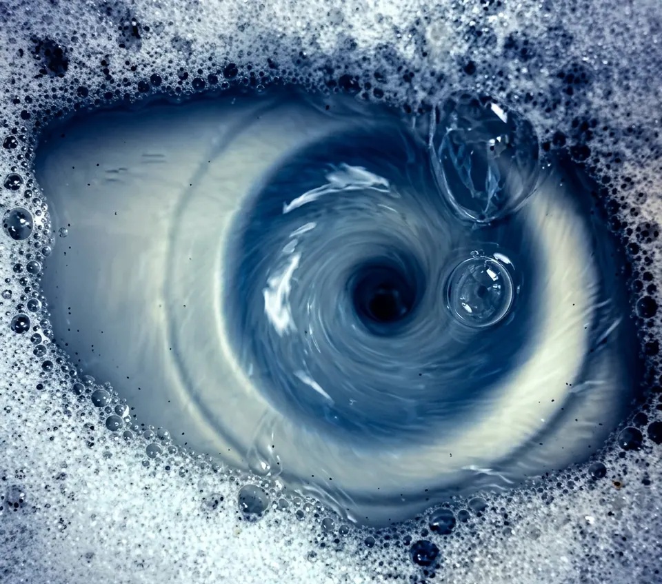 Olho formado pela espuma na água, exemplo de pareidolia