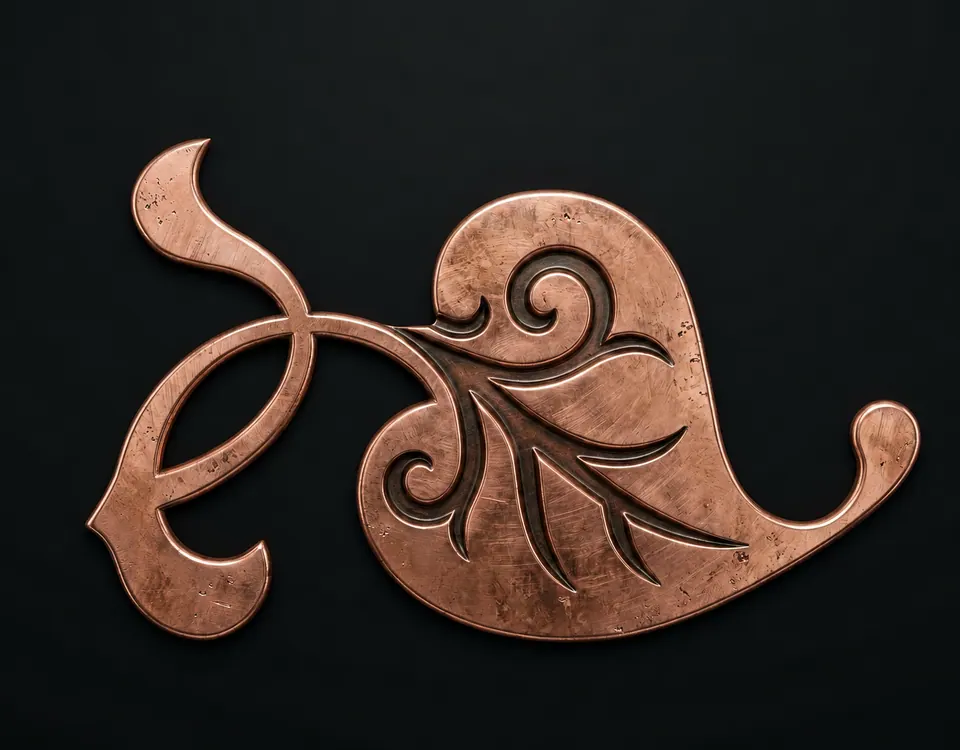 Ornamento de folha de hera em cobre